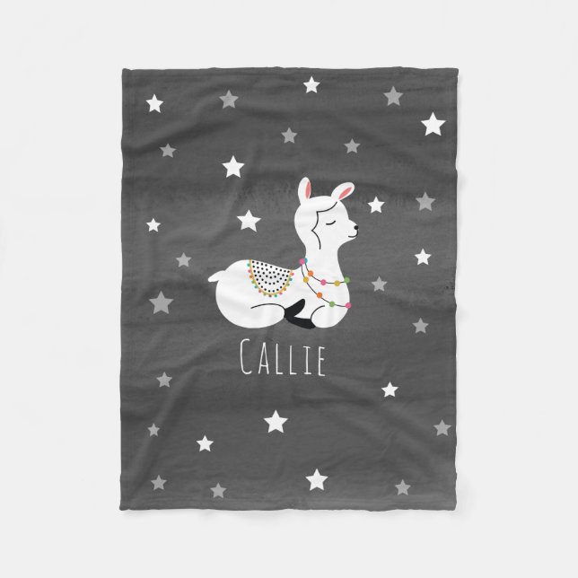 Llama Stars Personalized Fleece Blanket (Front)
