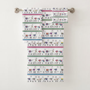 Llama Stripe Pattern Bath Towel Set