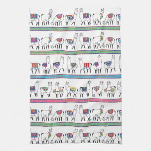 Llama Stripe Pattern Kitchen Towel