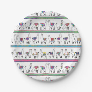 Llama Stripe Pattern Paper Plate