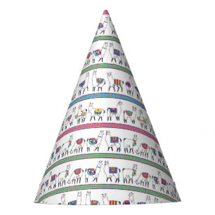 Llama Stripe Pattern Party Hat