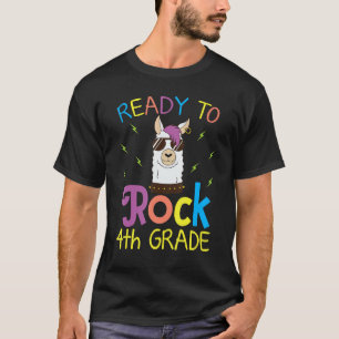 Llama Student Ready To Rock 4th Grade First Day Of T-Shirt