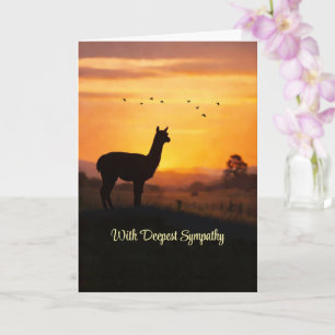 Llama Sympathy Loss Country Sunset with Birds Card