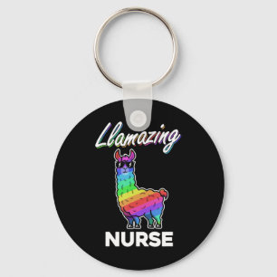 Llama T Shirt Llamazing Nurse Medical Rainbow Cool Keychain