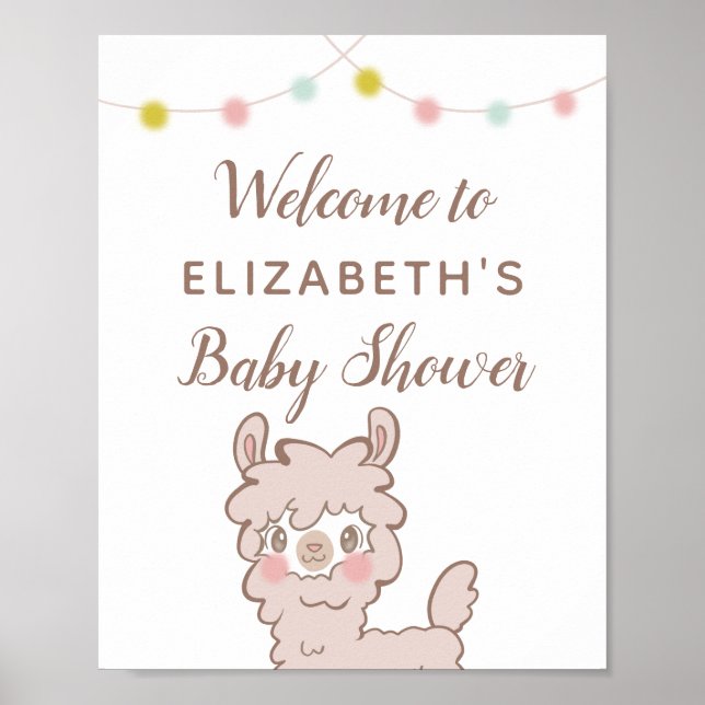 Llama Thème Baby shower Affiche de bienvenue (Devant)
