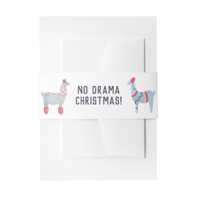 Llama themed Christmas Invitation Belly Band (Front Example)