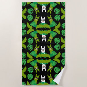 Llama Themed Print Beach Towel