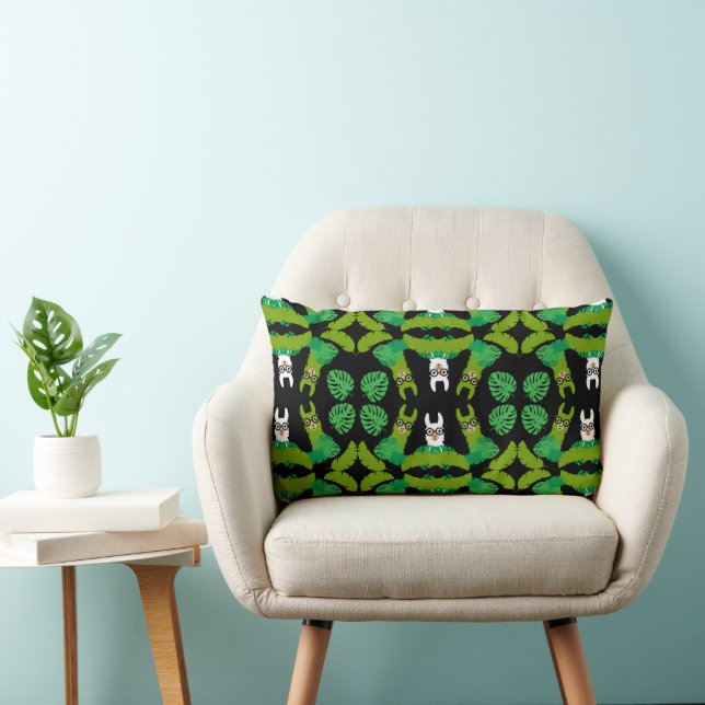 Llama Themed Print Lumbar Pillow (Chair)