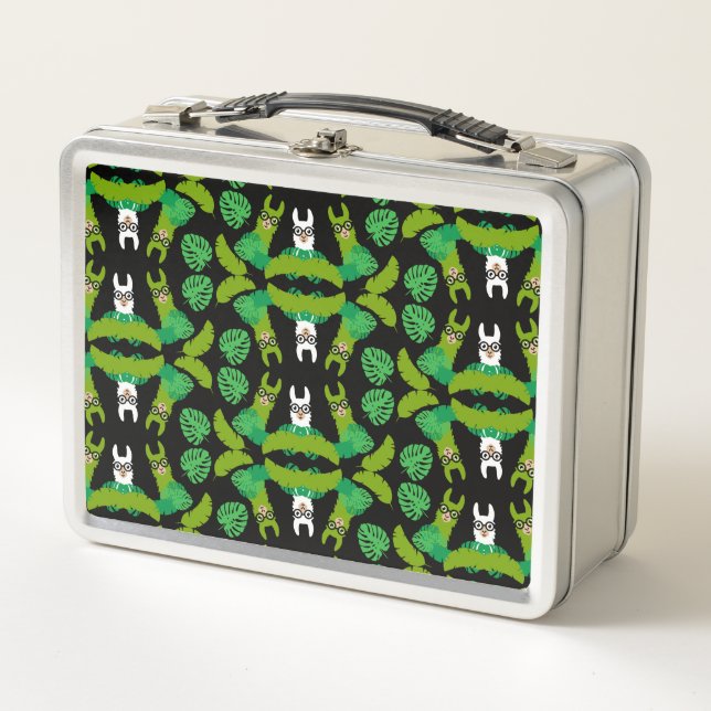 Llama Themed Print Metal Lunch Box (Front)