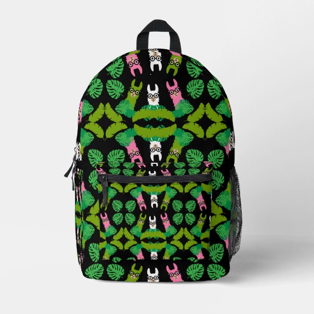 Llama Themed Print Printed Backpack (Front)