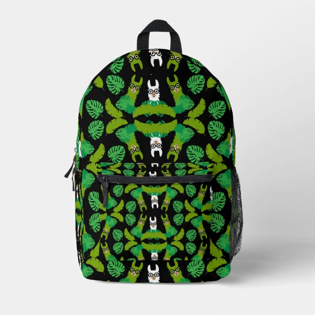 Llama Themed Print Printed Backpack (Front)