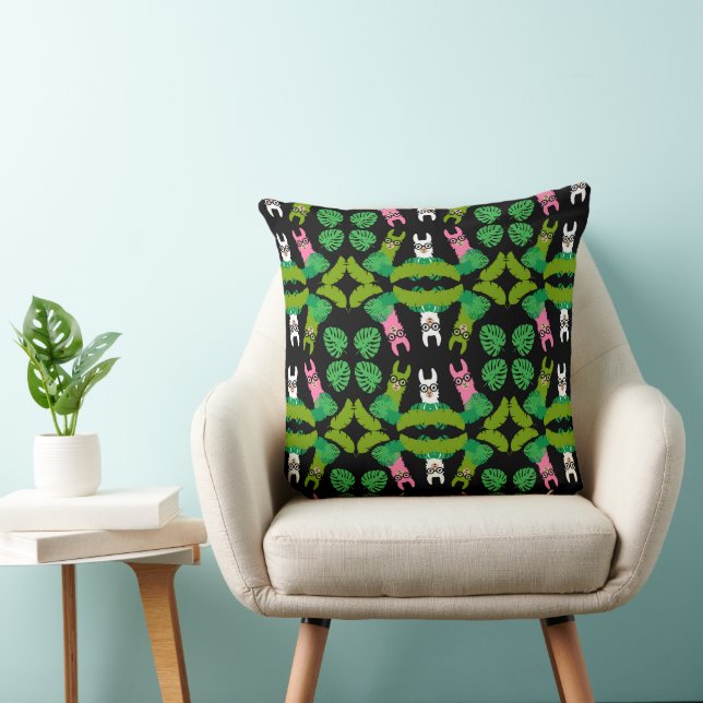 Llama Themed Print Throw Pillow (Chair)