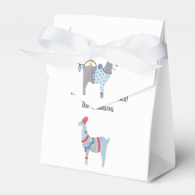 Llama themed Ugly Sweater Christmas Party Favor Box (Front Side)