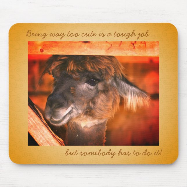 Llama Too Cute Funny Animal  Mouse Pad (Front)
