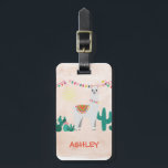 Llama travel luggage tag<br><div class="desc">A cute llama taking care of your bag! Custom luggage tag,  reminding holidays,  featuring a cute llama with cacti and fiesta banners.
Personalize it with your name and contact info. You will not lose your bag anymore.</div>
