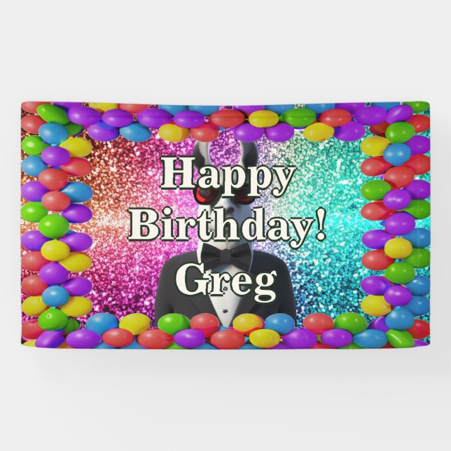 Llama Tuxedo Personalized character birthday Banner (Horizontal)