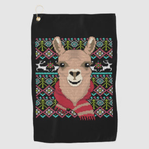 Llama Ugly Christmas Golf Towel