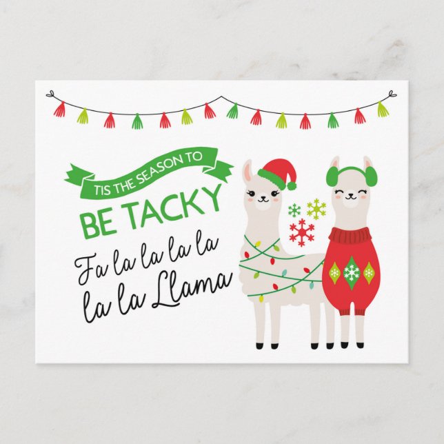 Llama Ugly Sweater Christmas Postcard (Front)