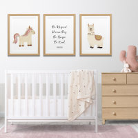 Llama Unicorn Boho Nursery Art, Custom Text Name
