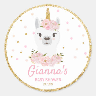 Llama Unicorn Merci Sticker Parti Étiquette Favori