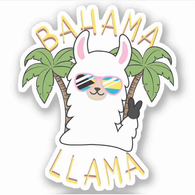Llama Vacation Bahamas Sticker Cruise Bahamian (Front)