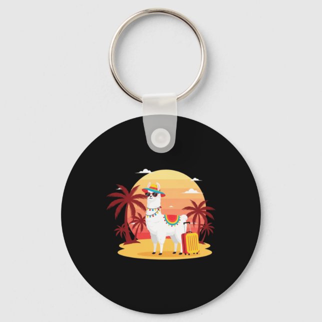 Llama Vacation Sunset Keychain (Front)