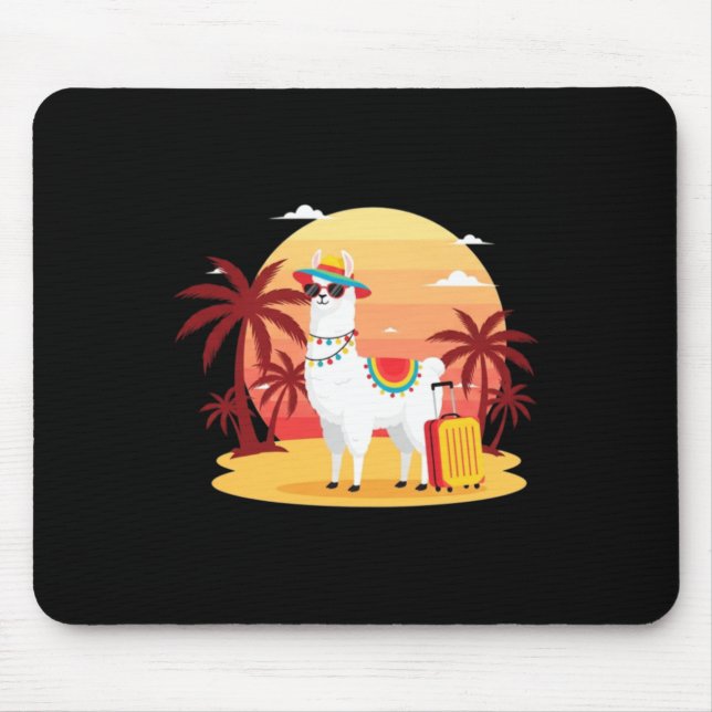 Llama Vacation Sunset Mouse Pad (Front)