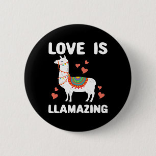 Llama Valentine Gift for Him Her Love Is Llamazing 2 Inch Round Button