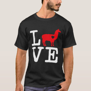 Llama Valentines Day Heart Love Mom Farm Tee