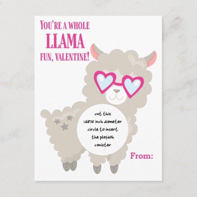 Llama Valentine's Play doh carte cadeau (Devant)