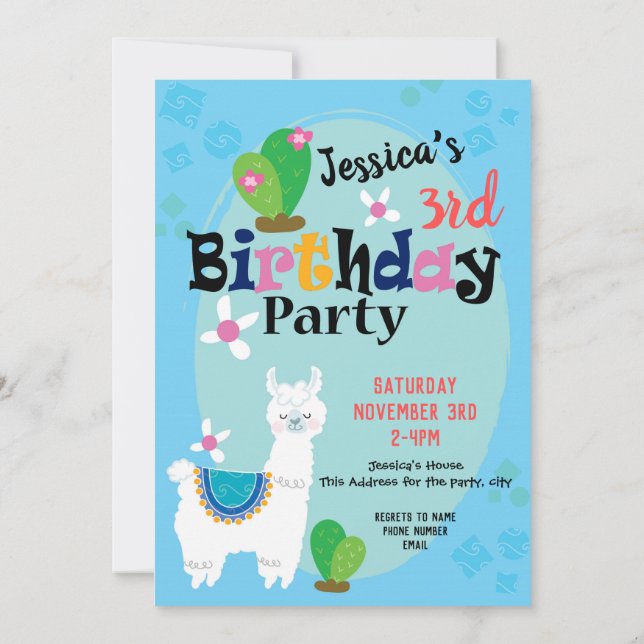 Llama vient de dire Anniversaire des invitations f (Dos)