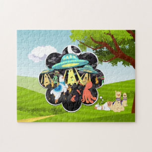 Llama vs Evil Squid Epic Space Battle Jigsaw Puzzle