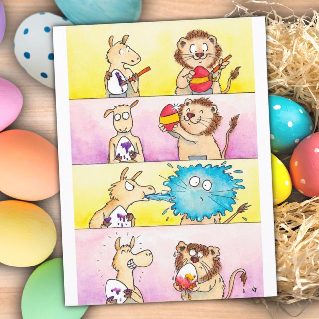 Llama VS Lion Easter 2  postcard by N. Janes (Creator Uploaded)