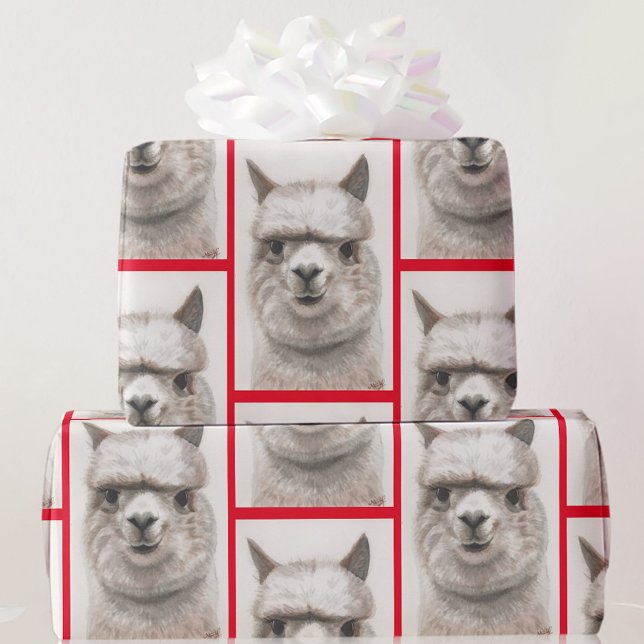 Llama Watercolor Wrapping Paper Alpaca Smiles (Creator Uploaded)