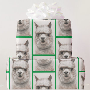 Llama Watercolor Wrapping Paper Alpaca Smiles