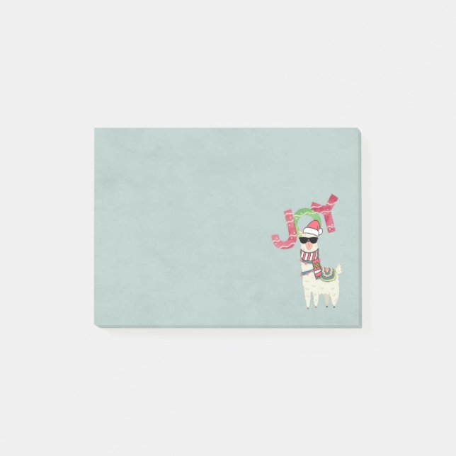 Llama wearing a Santa Hat and Sunglasses Joy Post-it Notes (Front)