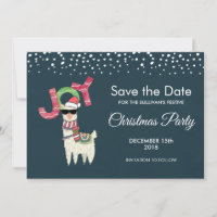 Llama wearing a Santa Hat Christmas Save the Date