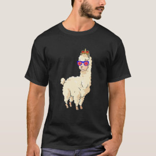 Llama Wearing Sunglasses And Crown England UK Flag T-Shirt