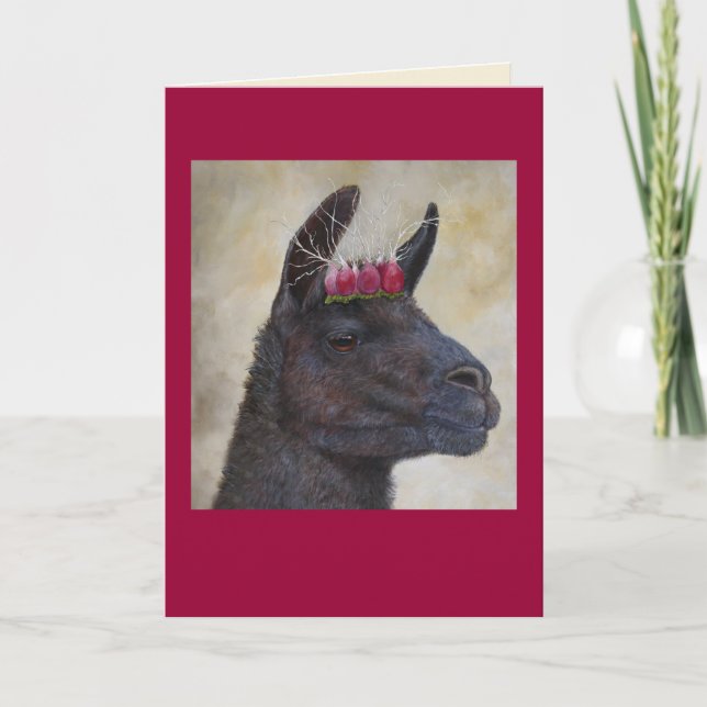 Llama with radish crown card (Front)