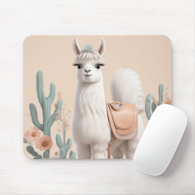 Llama with Saddle in the Desert Mouse Pad (With Mouse)