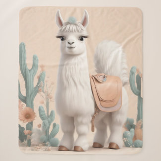 Llama with Saddle in the Desert Sherpa Blanket