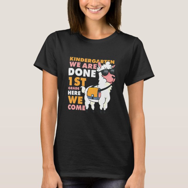 Llama With Sunglasses Kindergarten School Graduati T-Shirt (Front)