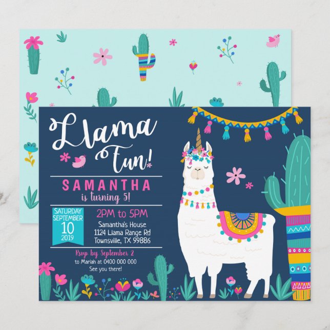 Llamacorn Invitation - Llamacorn Fun Invitation (Front/Back)