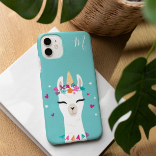 Llamacorn Kawaii Cartoon Unicorn Llama Monogram iPhone 16 Case