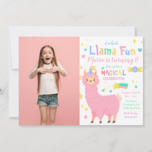 Llamacorn Photo rose Llama Invitation Anniversaire