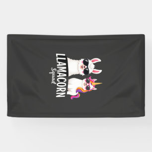 Llamacorn Squad Funny Unicorn Llama Squad Christma Banner