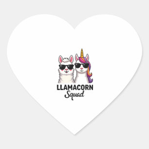 Llamacorn Squad Funny Unicorn Llama Squad Christma Heart Sticker