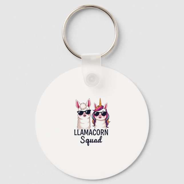 Llamacorn Squad Funny Unicorn Llama Squad Christma Keychain (Front)