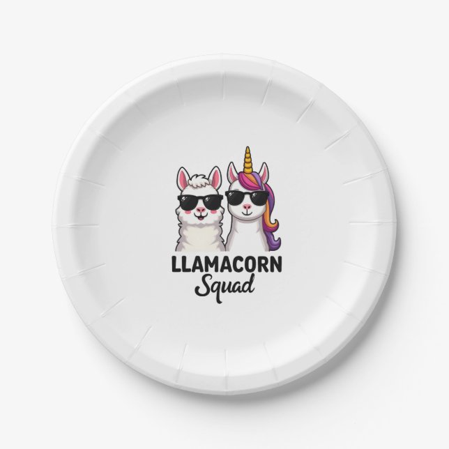 Llamacorn Squad Funny Unicorn Llama Squad Christma Paper Plate (Front)