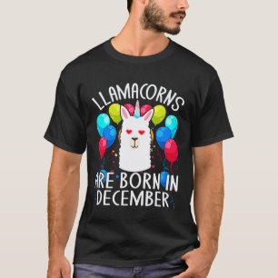 Llamacorns Are Born In December Cute Llama Unico T-Shirt